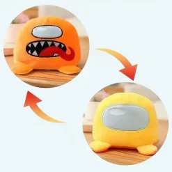 Peluche Among Us réversible orange jaune amusant doux