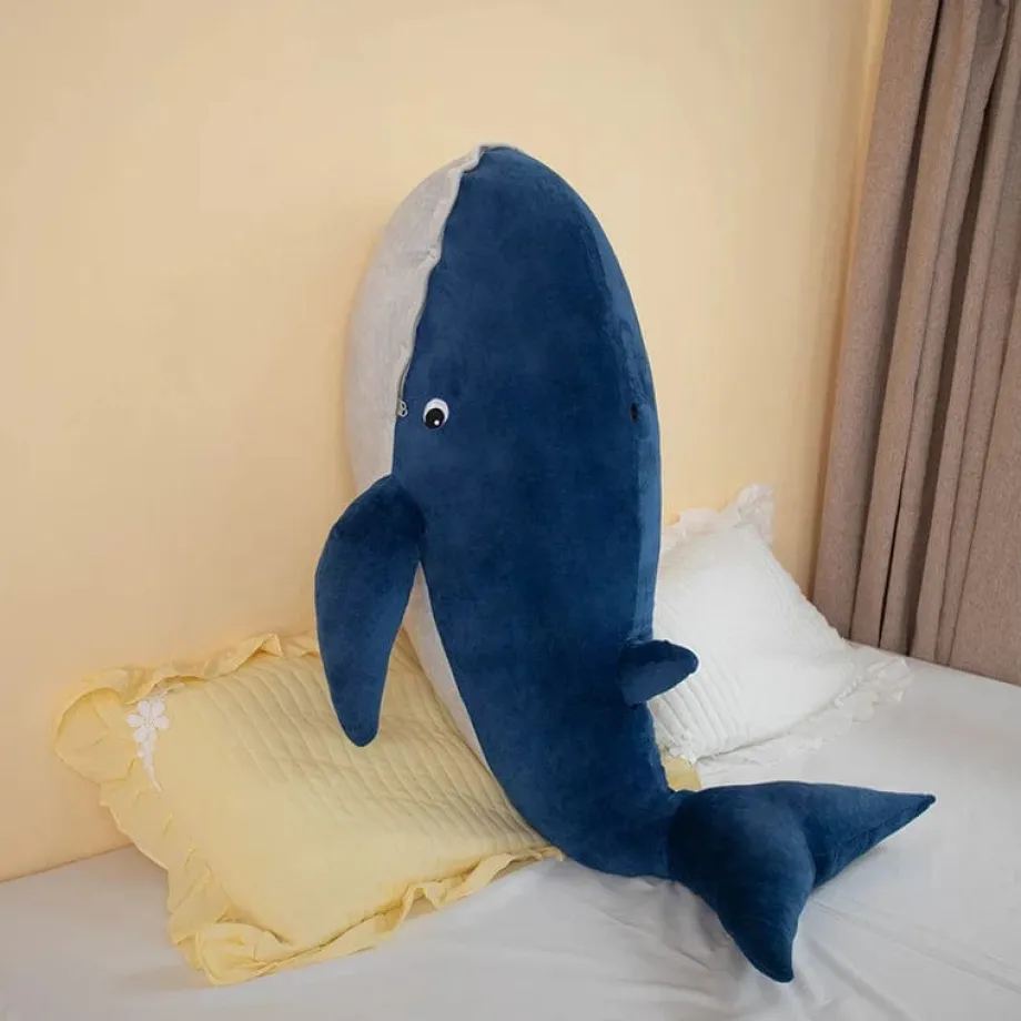 Peluche baleine bleue à la bouche ouverte