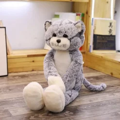 Peluche chat assis gris