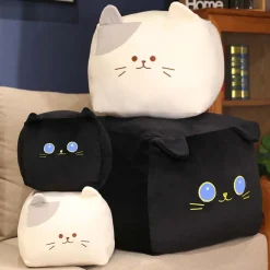 Peluche chat en forme de boîte