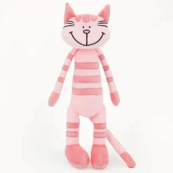 Peluche chaton rose tigré douce câline enfant jouet