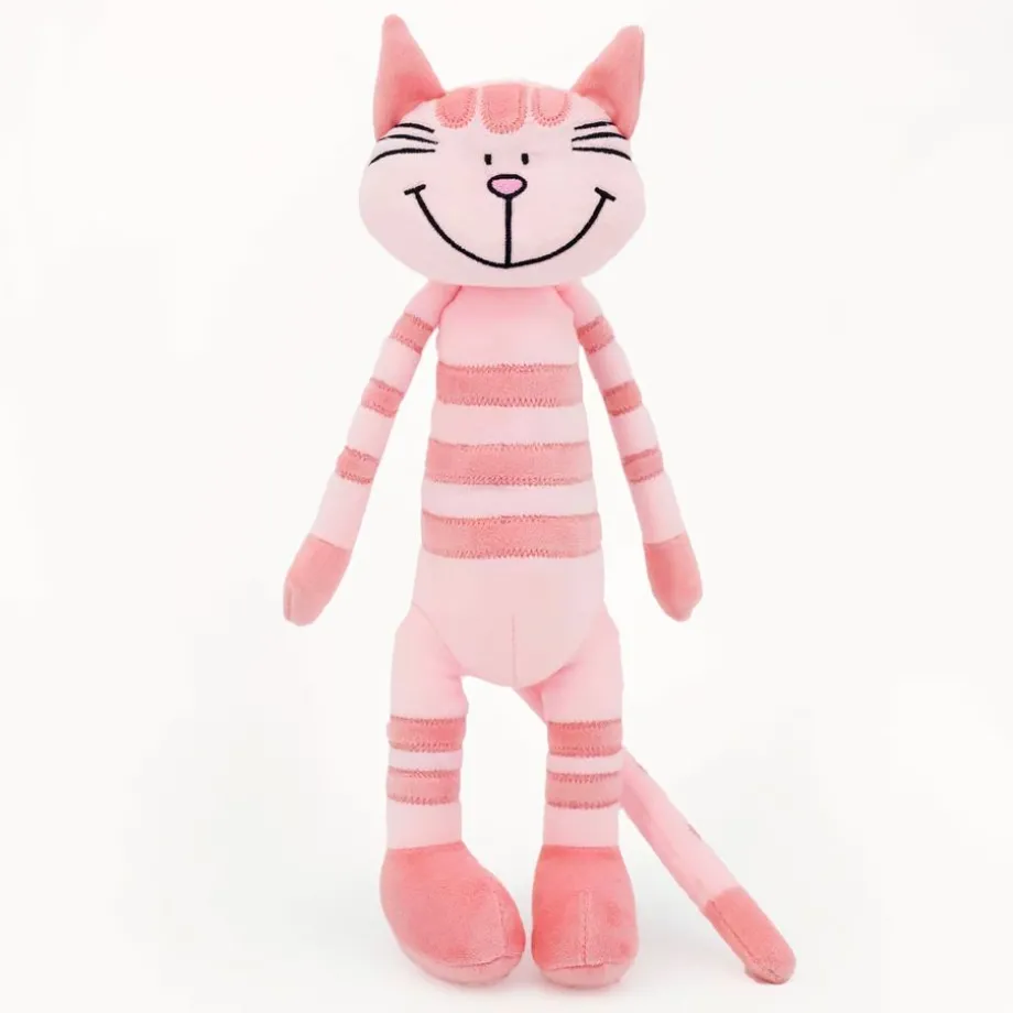 Peluche chaton rose tigré douce câline enfant jouet