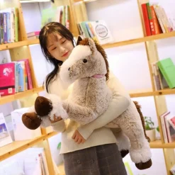 Peluche cheval beige doux enfant confort couchage