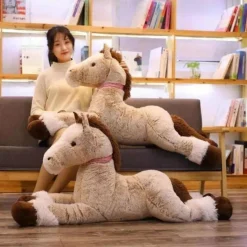 Peluche cheval beige doux enfant confort couchage