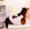 Peluche cheval doux blanc marron enfant câlin