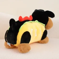 Peluche chien saucisse noir hot dog