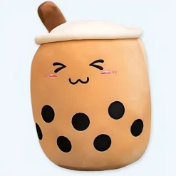 Peluche coussin Bubble tea marron doux cocooning