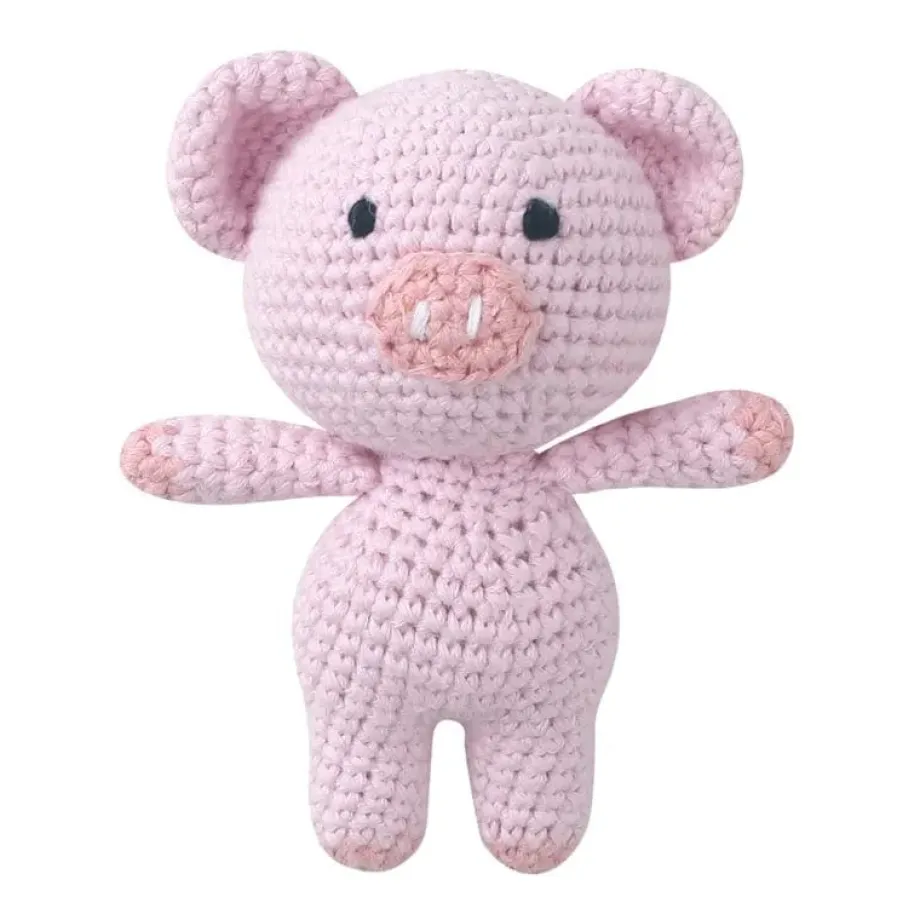 Peluche crochet cochon tout rose