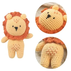 Peluche crochet lion à la crinière orange