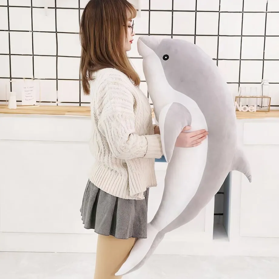 Peluche dauphin océan doux câlin enfant pelage bleu