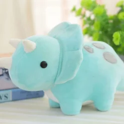 Peluche dinosaure petit triceratops bleu