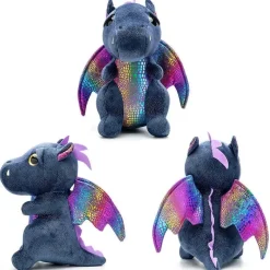 Peluche dragon noir au ventre brillant