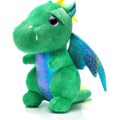 Peluche dragon vert au ventre brillant