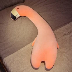 Peluche géante flamand rose au long cou