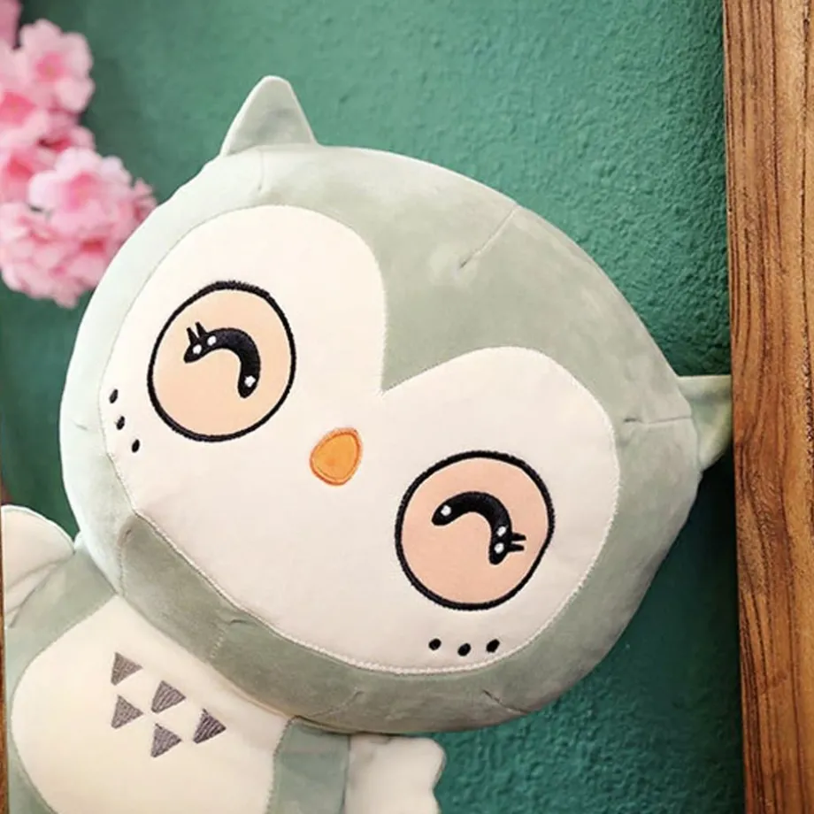 Peluche hibou vert kawaii doux pour déco enfant