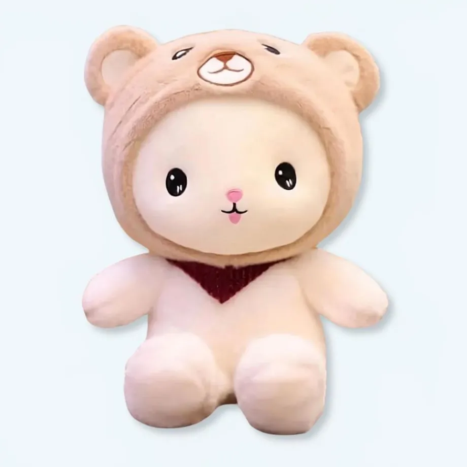 Peluche lapin doux bonnet ours enfant câlin chaleureux