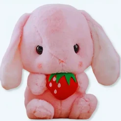 Peluche lapin fraise douce câline enfant colorée