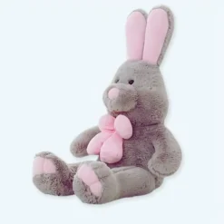 Peluche lapin gris géante douce câline univers enfant