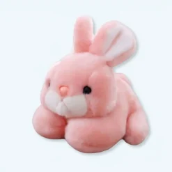 Peluche lapin rose câlin enfant doux pelage chaleureux