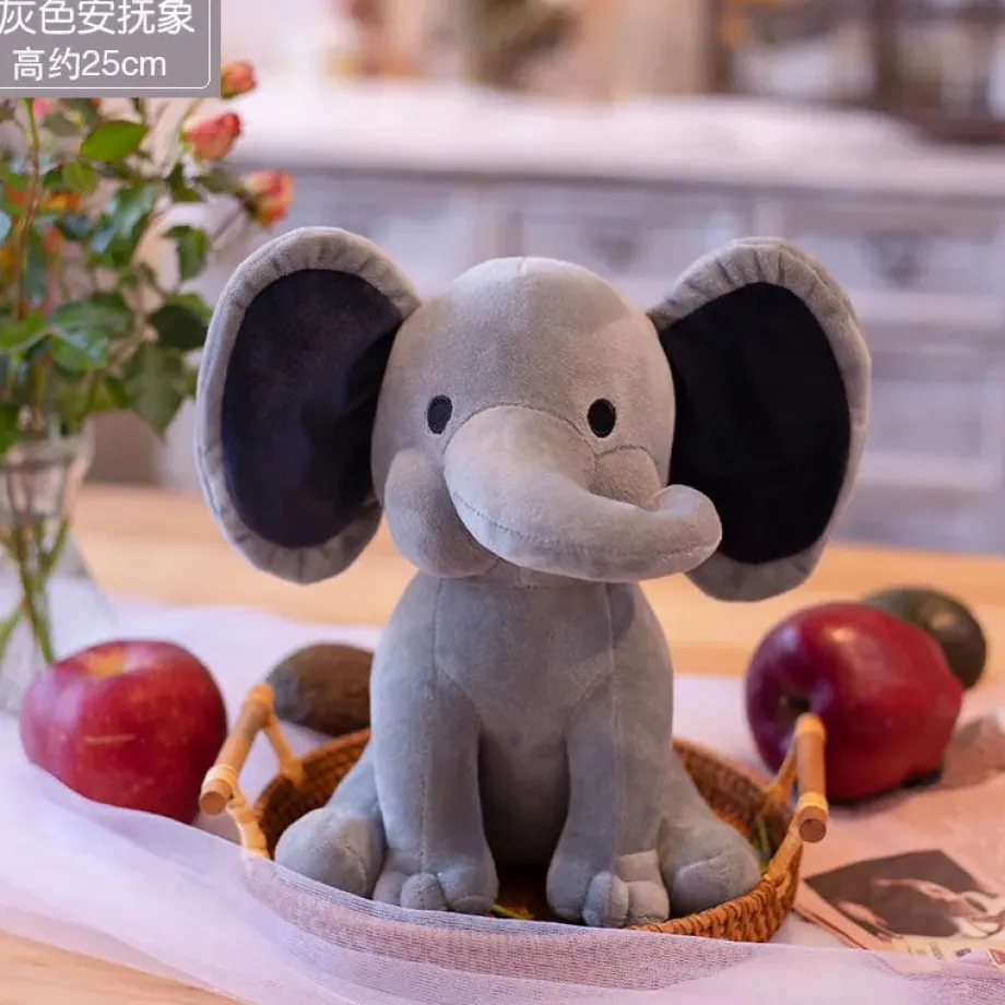 Peluche éléphant coloré avec sa trompe tordue