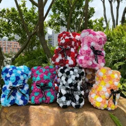 Peluche ourson en rose bicolore Saint-Valentin