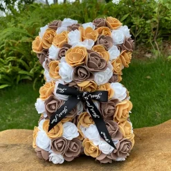 Peluche ourson en rose bicolore Saint-Valentin