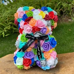 Peluche ourson en rose bicolore Saint-Valentin