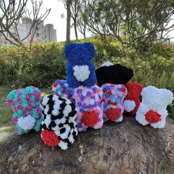 Peluche ourson en rose bicolore Saint-Valentin