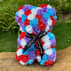 Peluche ourson en rose bicolore Saint-Valentin