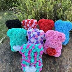 Peluche ourson en rose bicolore Saint-Valentin