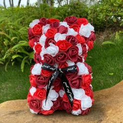 Peluche ourson en rose bicolore Saint-Valentin