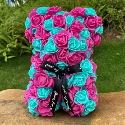 Peluche ourson en rose bicolore Saint-Valentin