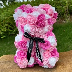 Peluche ourson en rose bicolore Saint-Valentin