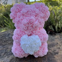 Peluche ourson en rose bicolore Saint-Valentin