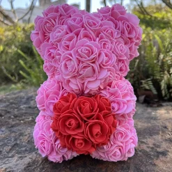 Peluche ourson en rose bicolore Saint-Valentin