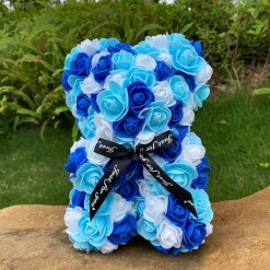 Peluche ourson en rose bicolore Saint-Valentin