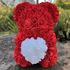 Peluche ourson en rose bicolore Saint-Valentin