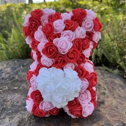 Peluche ourson en rose bicolore Saint-Valentin