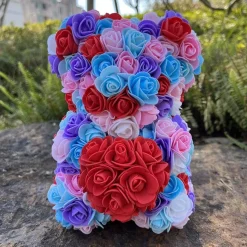 Peluche ourson en rose bicolore Saint-Valentin