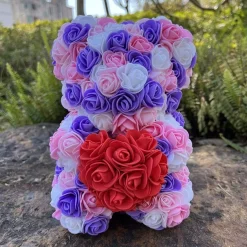 Peluche ourson en rose bicolore Saint-Valentin