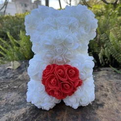 Peluche ourson en rose bicolore Saint-Valentin