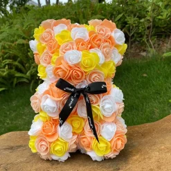 Peluche ourson en rose bicolore Saint-Valentin