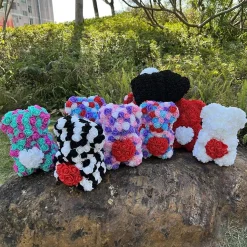 Peluche ourson en rose cœur bicolore Saint-Valentin