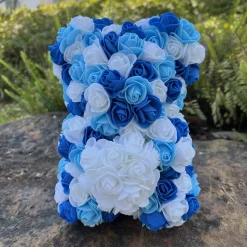 Peluche ourson en rose cœur bicolore Saint-Valentin