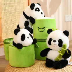 Peluche panda blanc avec son bambou