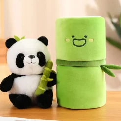 Peluche panda blanc avec son bambou