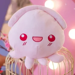 Peluche pieuvre rose expressive