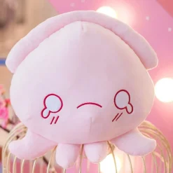 Peluche pieuvre rose expressive