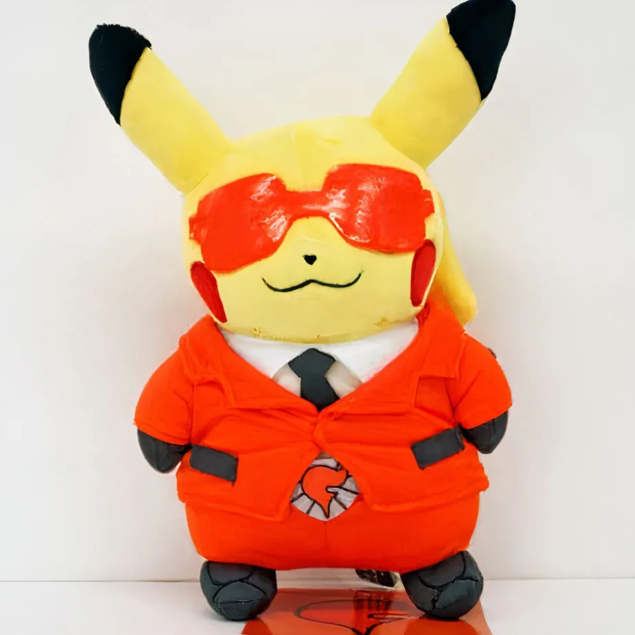 Peluche Pikachu adorable costume rouge enfant câlin