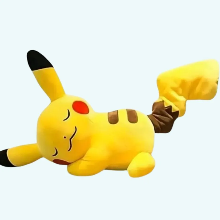 Peluche Pikachu endormi doux jaune câlin univers Pokémon